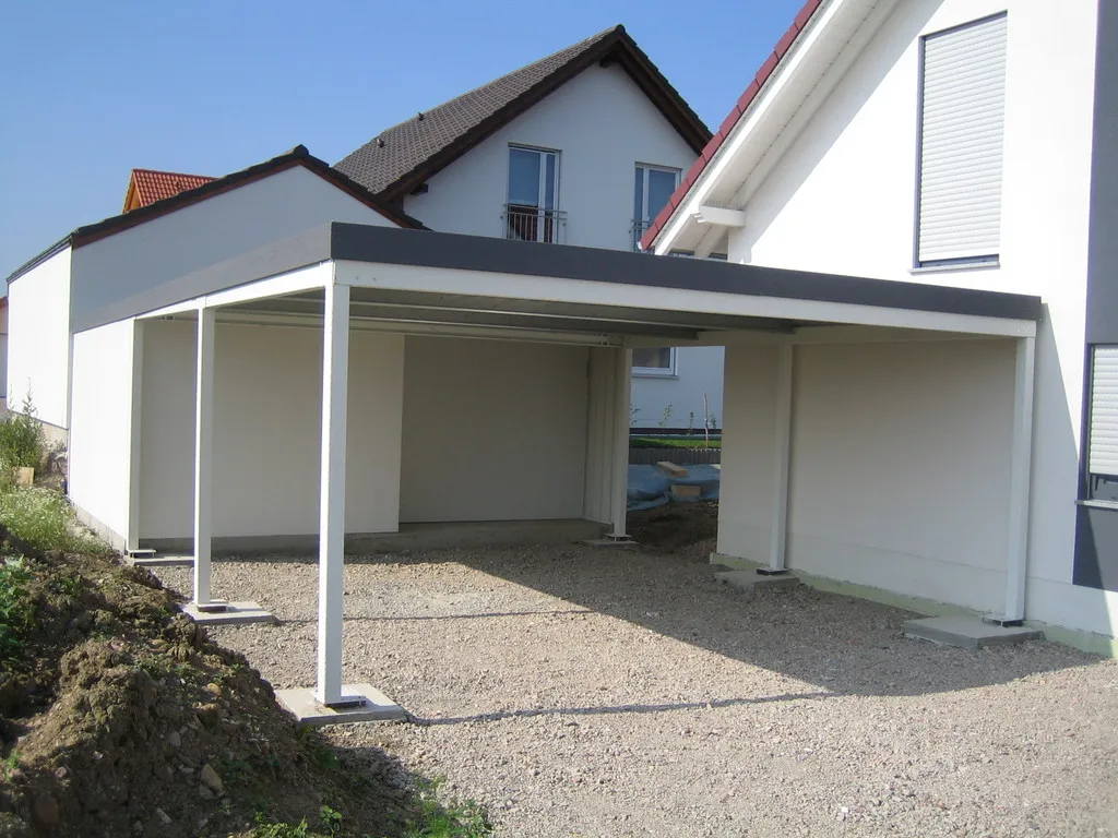 DOPPELCARPORT MIT GERAeTERAUM Und Platz Fuer Muellboxen 6 X 11m
