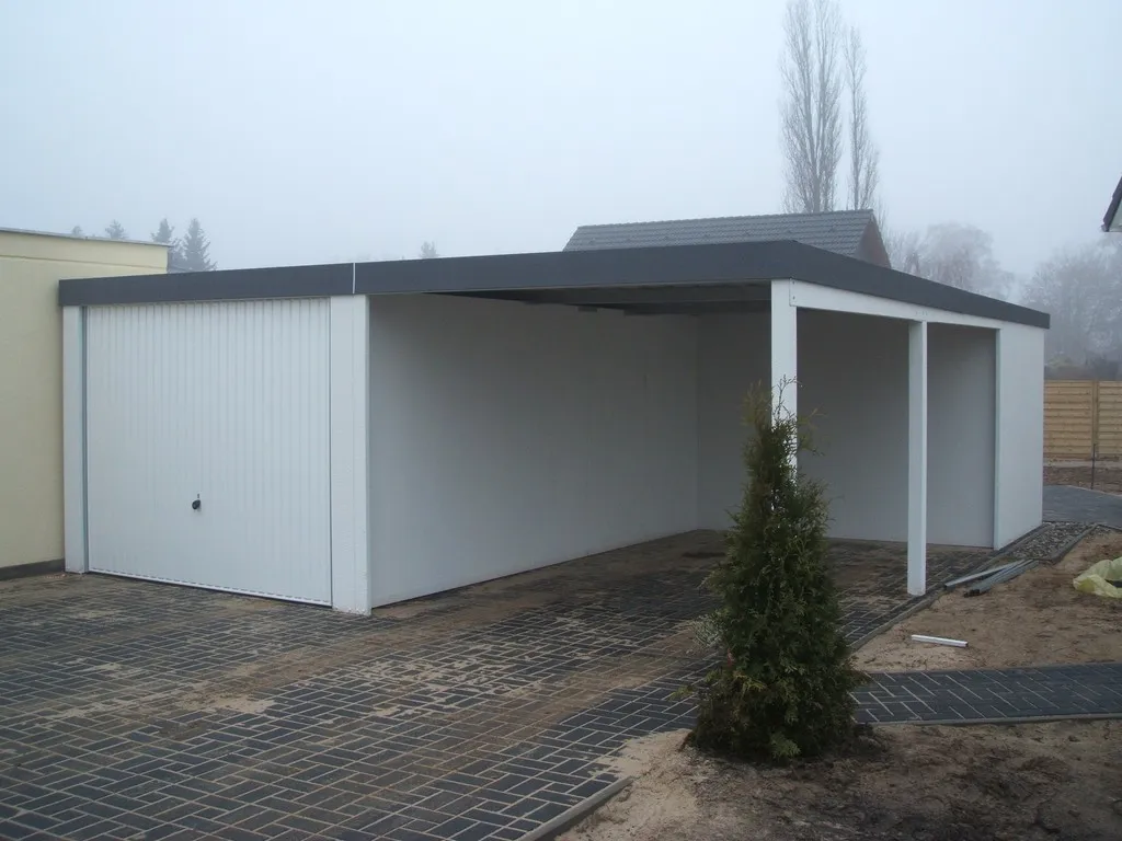 GARAGEN CARPORT KOMBI 6 X6m Mit Anbau Und Schwingtor
